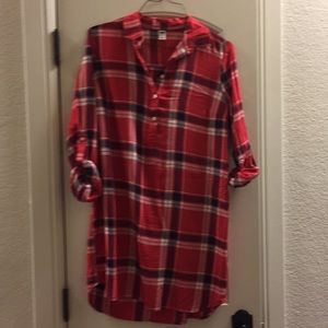 Red Plaid Shirt Dress